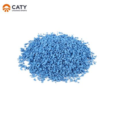 Des granulés de couleur EPDM élastiques, des granulés de caoutchouc bleu pour terrain de jeu.