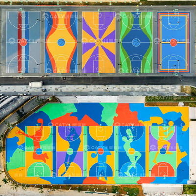 Installation rapide Cour de basket-ball à surface acrylique préfabriquée durable couvrant volley-ball Badminton Tennis pour installations sportives Zone de loisirs Zone résidentielle Zone commerciale de loisirs