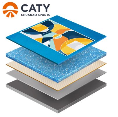 Terrain multisport semi-préfabriqué durable, surface antidérapante sans joints pour les écoles et les collectivités