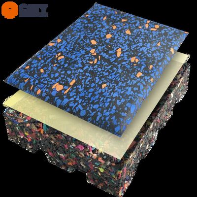 Dalles de caoutchouc premium haute performance avec mouchetures de couleur pour revêtements de sol de gymnases et espaces de fitness commerciaux